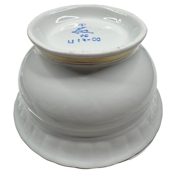 Porcelain Lidded Sugar Bowl White with Gold Trim & Matching Ladle Vintage - Picture 12 of 16